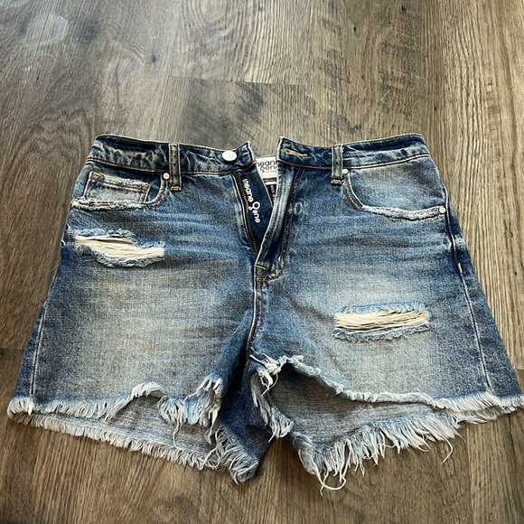 insane gene Pants - Medium Wash Distressed Denim Shorts